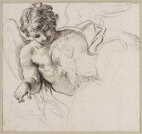 J 010
<br/>
Een engel bemoedigt de biddende Franciscus
<br/>
<em>Calandrucci, Giacinto (1646-1707)</em>